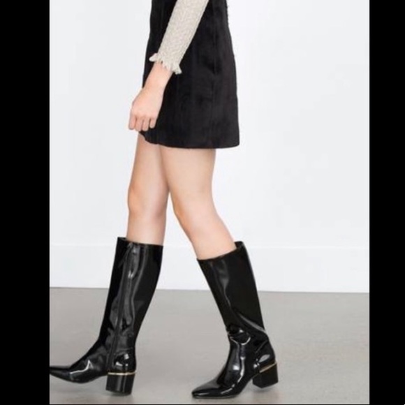 Zara Shoes - Zara basic patent leather boots